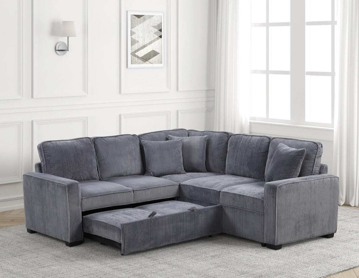 Ariel Charcoal Sectional With Pull-Out Bed by Happy Homes at Eve Furniture
