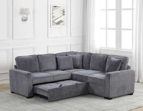 Ariel Charcoal Sectional With Pull-Out Bed by Happy Homes at Eve Furniture