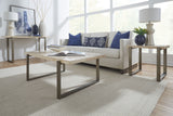 Ariela Natural Travertine Coffee Table with Bronze Metal Base by Modus Furniture at Eve Furniture