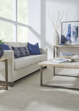 Ariela Natural Travertine Coffee Table with Bronze Metal Base by Modus Furniture at Eve Furniture