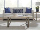 Ariela Natural Travertine Coffee Table with Bronze Metal Base by Modus Furniture at Eve Furniture