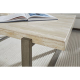 Ariela Natural Travertine Console Table with Bronze Metal Base by Modus Furniture at Eve Furniture