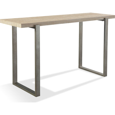 Ariela Natural Travertine Console Table with Bronze Metal Base by Modus Furniture at Eve Furniture