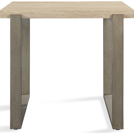 Ariela Natural Travertine End Table with Bronze Metal Base by Modus Furniture at Eve Furniture