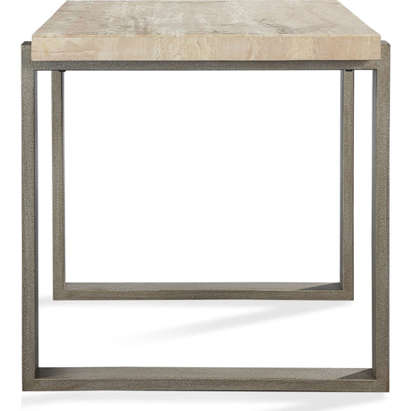 Ariela Natural Travertine End Table with Bronze Metal Base by Modus Furniture at Eve Furniture