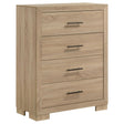 Arielle Light Oak 4-Drawer Bedroom Chest of Drawers by Coaster at Eve Furniture