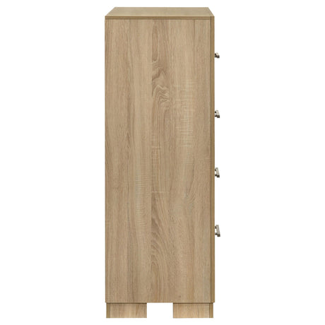 Arielle Light Oak 4-Drawer Bedroom Chest of Drawers by Coaster at Eve Furniture