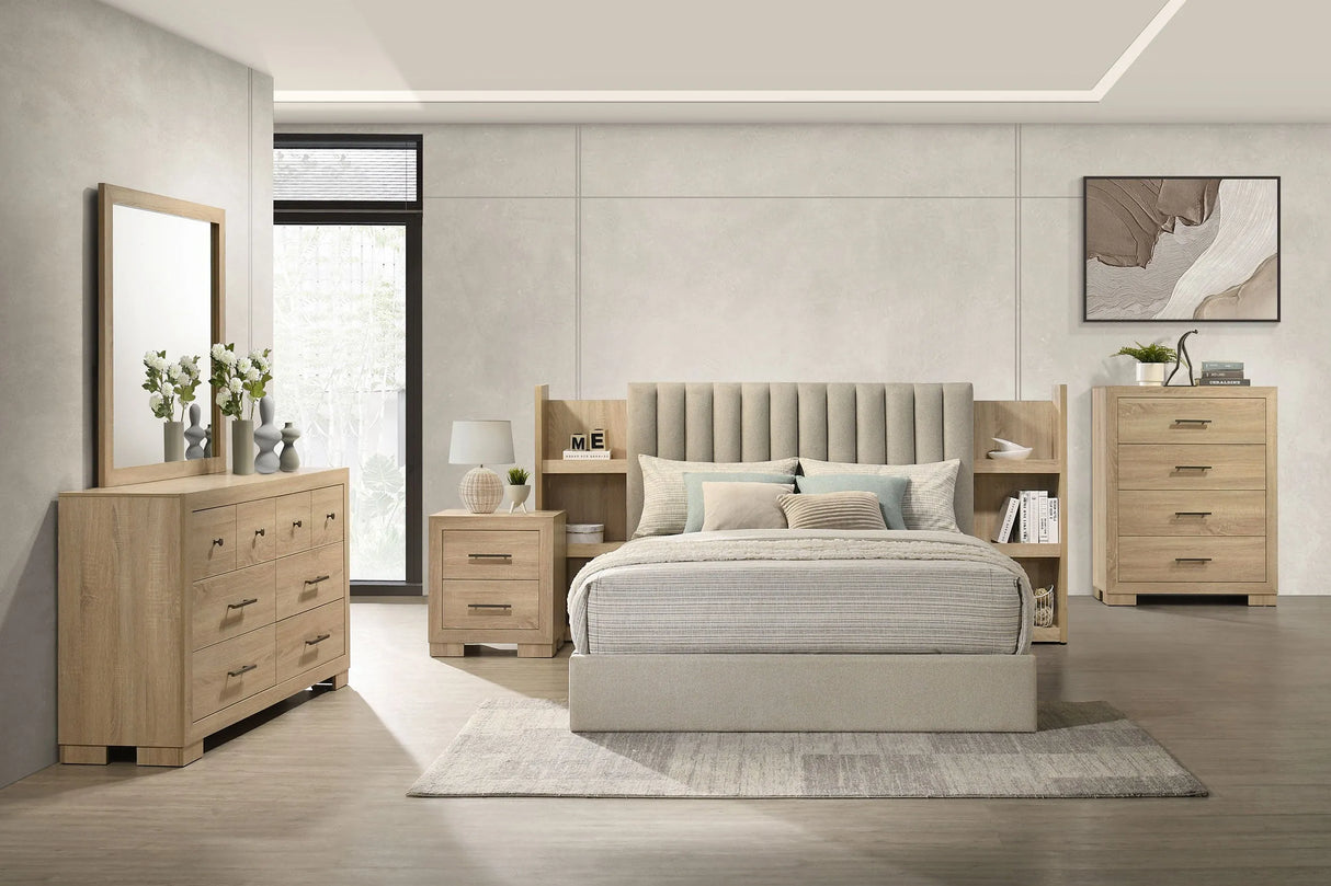 Arielle Light Oak 6-drawer Bedroom Dresser with Mirror by Coaster at Eve Furniture