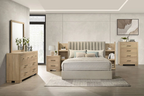 Arielle Light Oak 6-drawer Bedroom Dresser with Mirror by Coaster at Eve Furniture