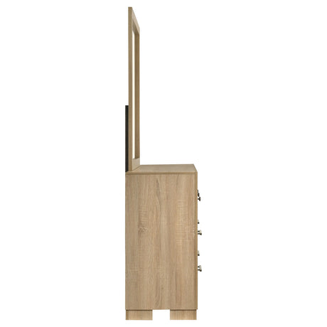 Arielle Light Oak 6-drawer Bedroom Dresser with Mirror by Coaster at Eve Furniture