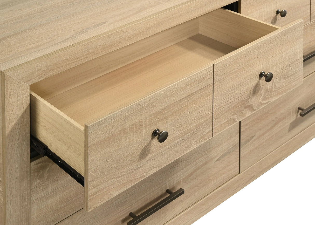 Arielle Light Oak 6-drawer Bedroom Dresser with Mirror by Coaster at Eve Furniture