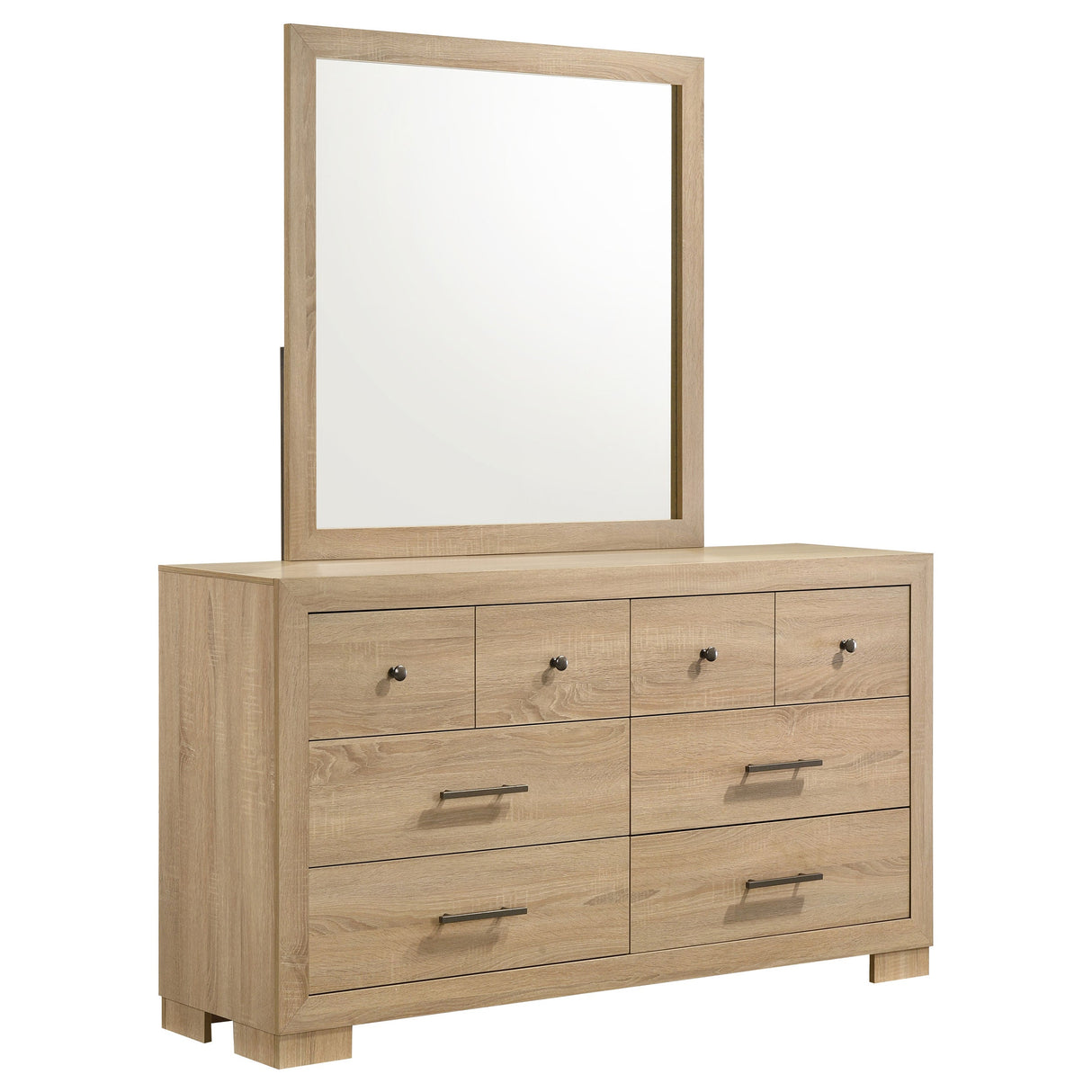 Arielle Light Oak 6-drawer Bedroom Dresser with Mirror by Coaster at Eve Furniture