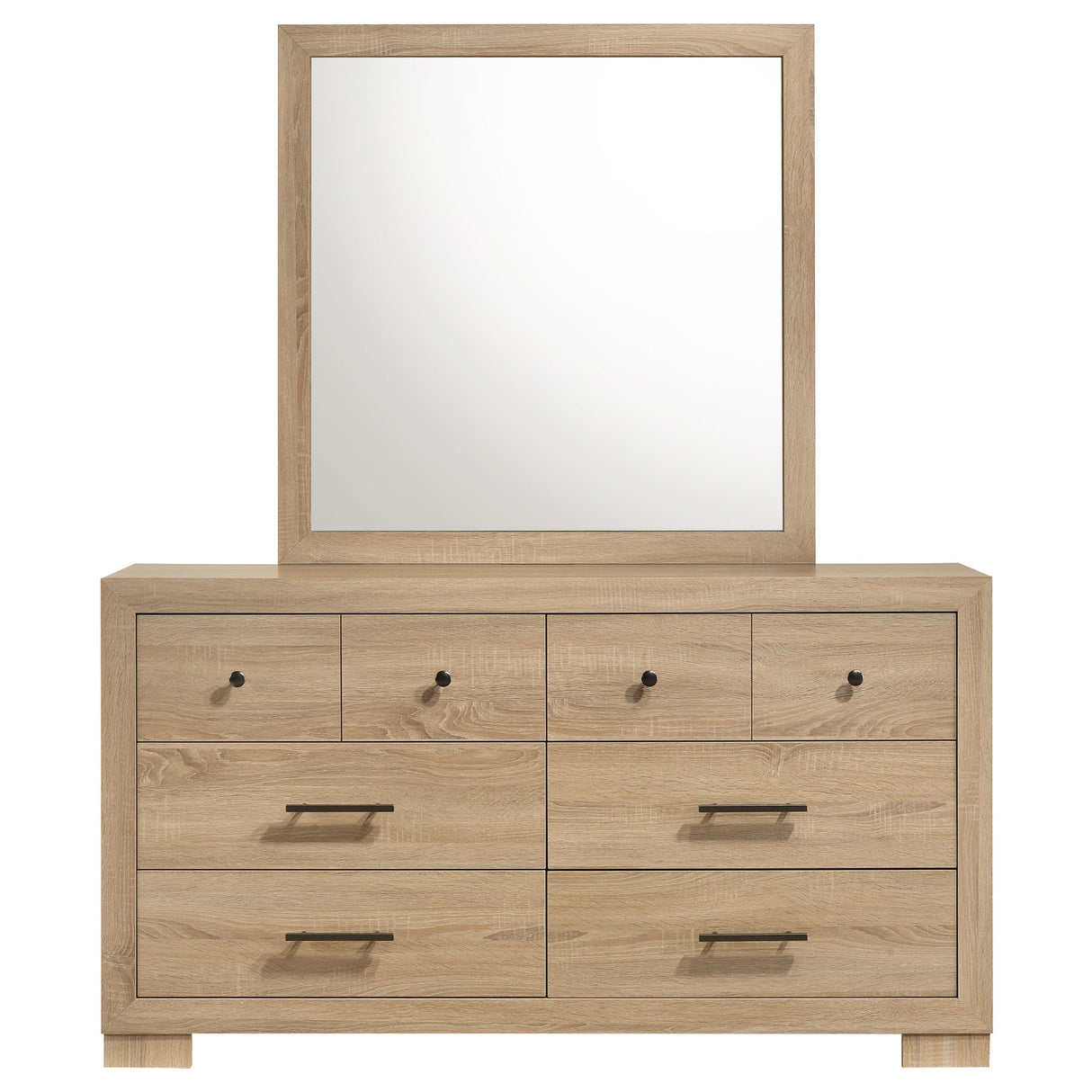 Arielle Light Oak 6-drawer Bedroom Dresser with Mirror by Coaster at Eve Furniture
