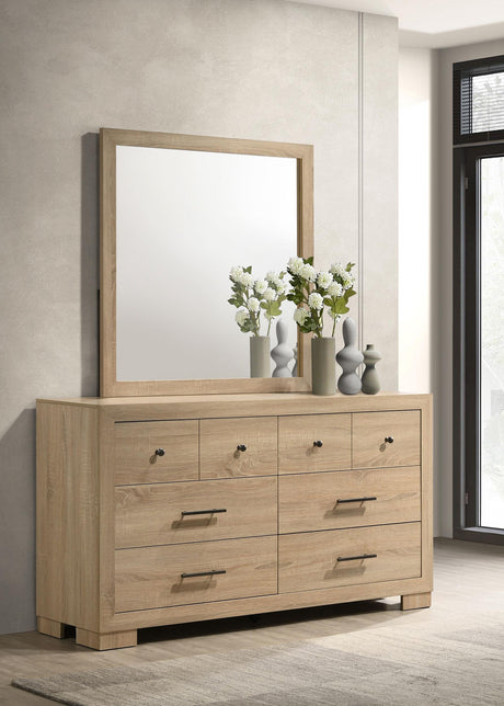 Arielle Light Oak 6-Drawer Bedroom Dresser with Mirror by Coaster at Eve Furniture