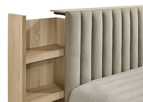 Arielle Light Oak Eastern King Bookcase Panel Storage Bed by Coaster at Eve Furniture
