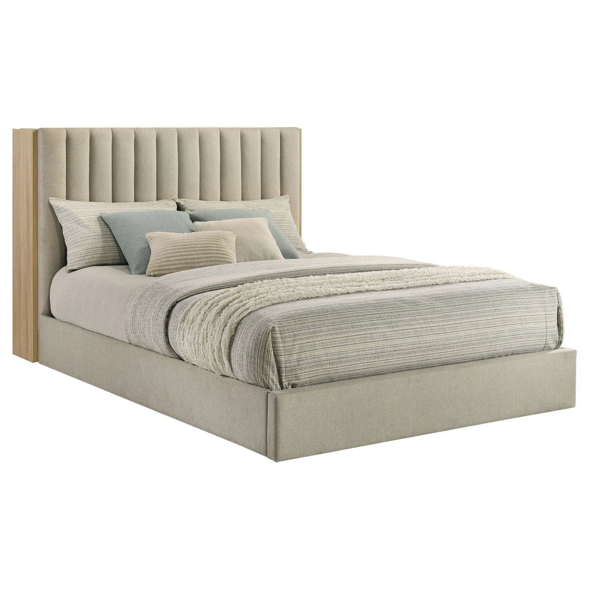 Arielle Light Oak Queen Bookcase Panel Storage Bed by Coaster at Eve Furniture
