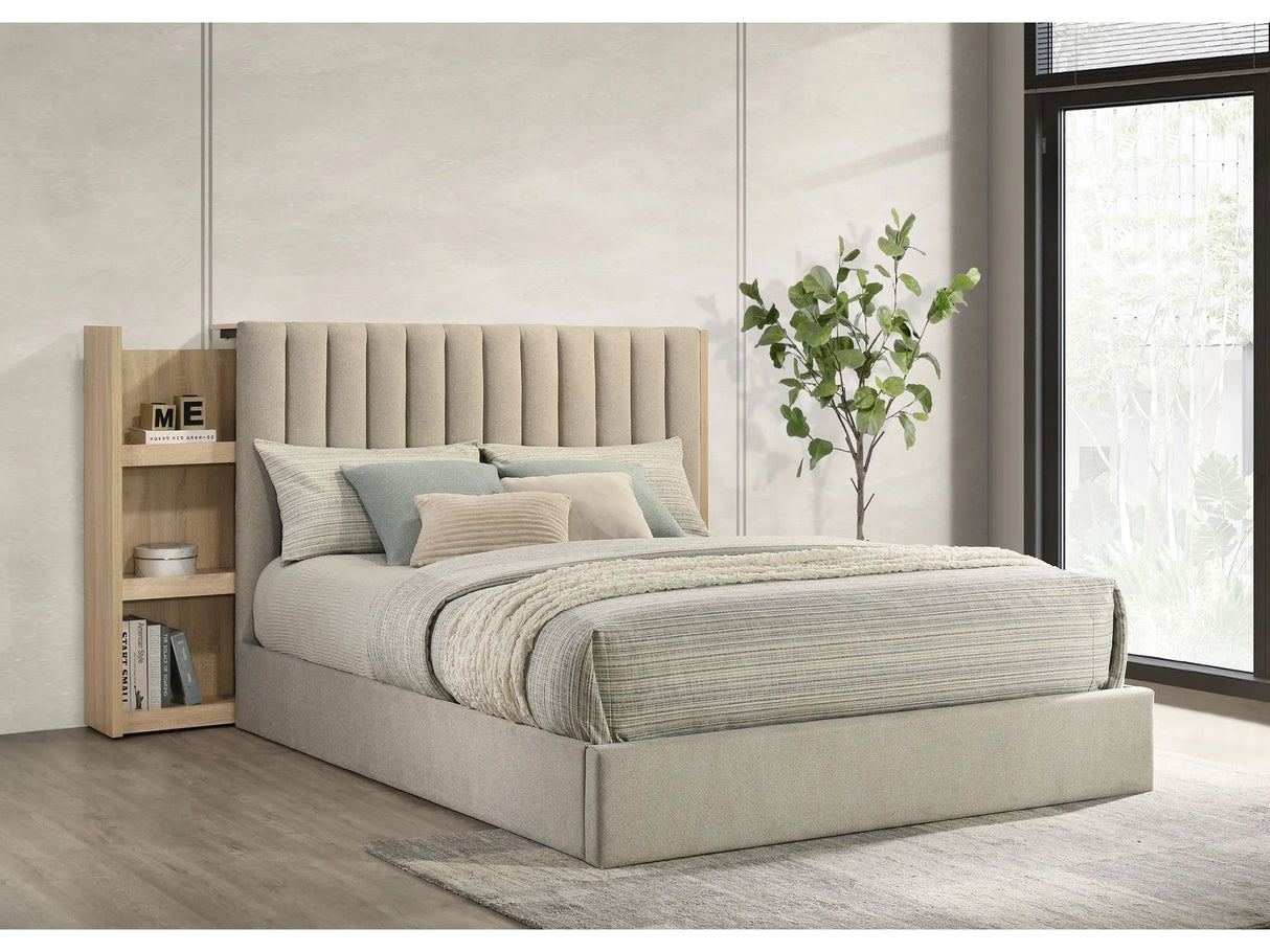 Arielle Light Oak Queen Bookcase Panel Storage Bed by Coaster at Eve Furniture