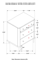 Arini 3-Drawer Nightstand with Dual USB Ports Sand Wash