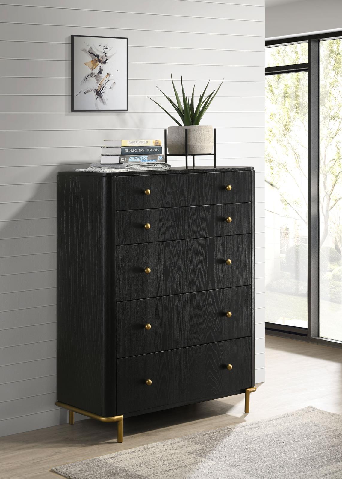 Arini 5-drawer Bedroom Chest Black by Coaster at Eve Furniture