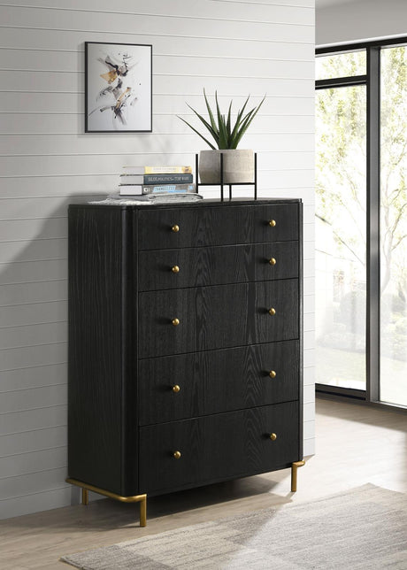 Arini 5-drawer Bedroom Chest Black by Coaster at Eve Furniture