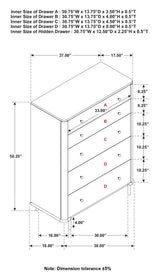 Arini Sand Wash 5-Drawer Chest