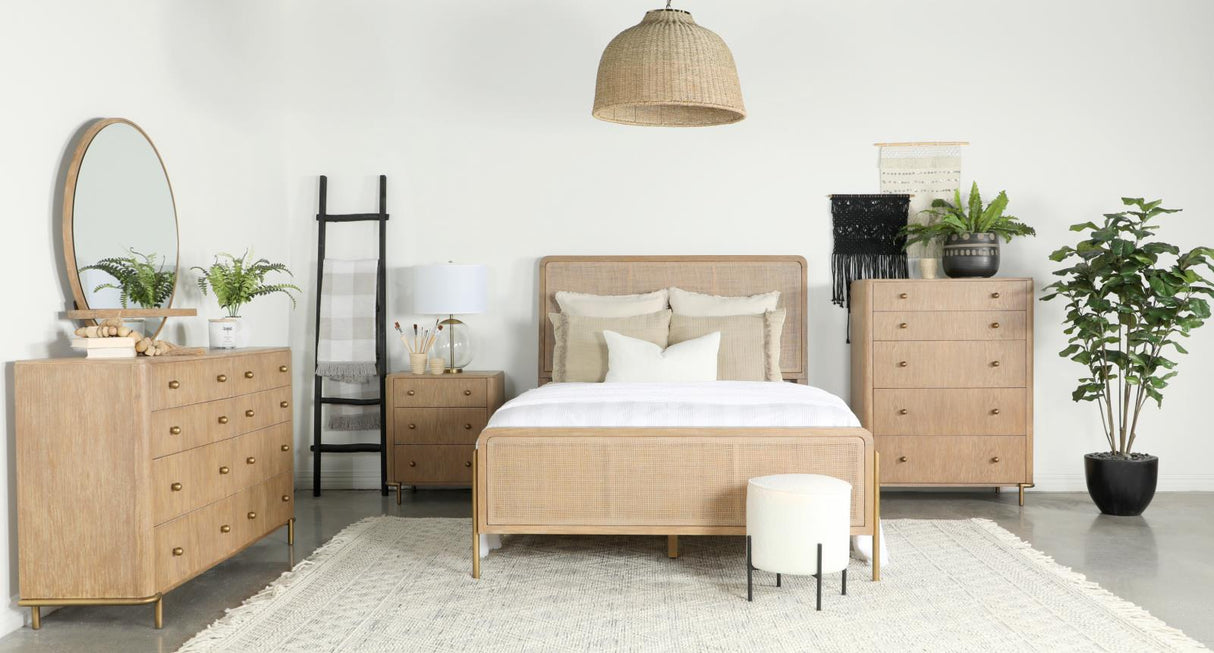 Arini Sand Wash/Natural Cane Panel Bedroom Set