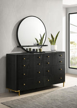 Arini Black 8-Drawer Bedroom Dresser with Mirror