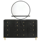 Arini Black 8-Drawer Bedroom Dresser with Mirror