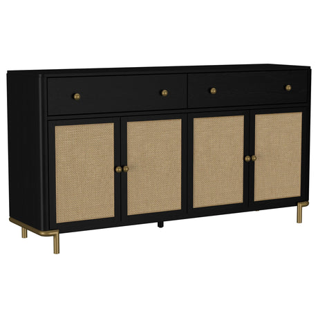 Arini Black 2-Drawer Cane Door Dining Sideboard Server by Coaster at Eve Furniture