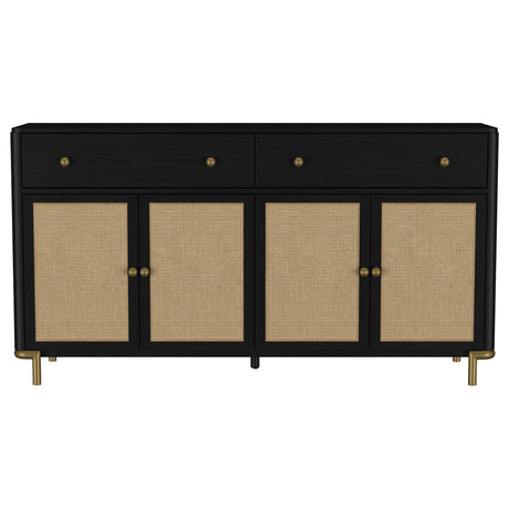 Arini Black 2-Drawer Cane Door Dining Sideboard Server by Coaster at Eve Furniture