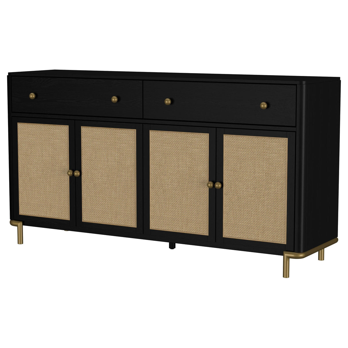 Arini Black 2-Drawer Cane Door Dining Sideboard Server by Coaster at Eve Furniture