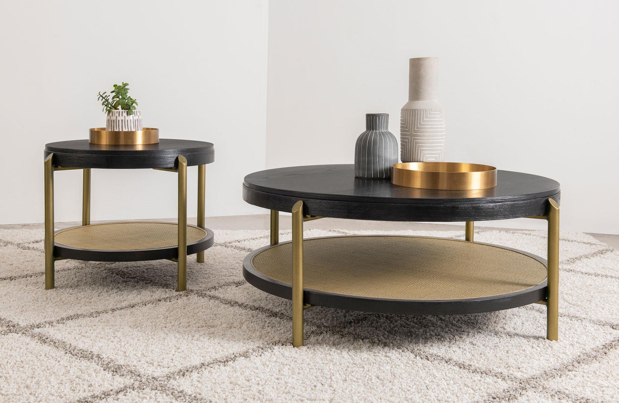 Arini Black 2-Piece Round Coffee and End Table Set by Coaster at Eve Furniture