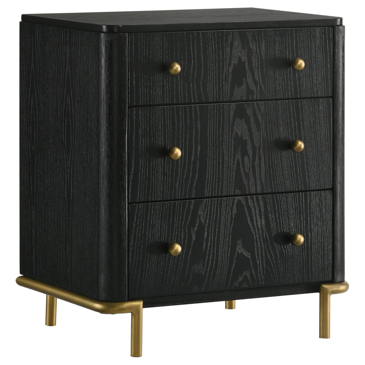 Arini Black 3-drawer Nightstand Bedside Table with USB Outlet by Coaster at Eve Furniture