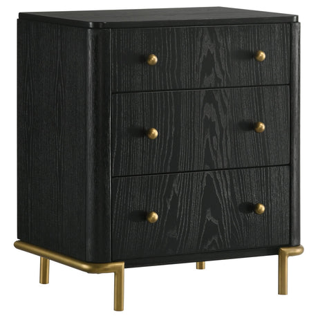 Arini Black 3-drawer Nightstand Bedside Table with USB Outlet by Coaster at Eve Furniture