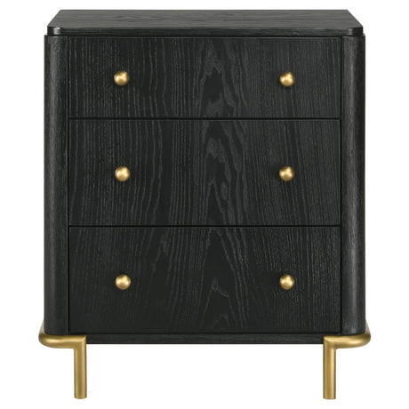 Arini Black 3-drawer Nightstand Bedside Table with USB Outlet by Coaster at Eve Furniture