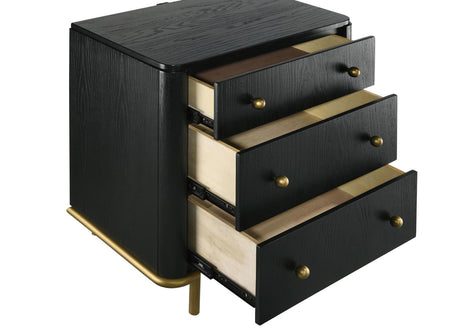 Arini Black 3-drawer Nightstand Bedside Table with USB Outlet by Coaster at Eve Furniture