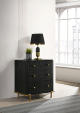 Arini Black 3-drawer Nightstand Bedside Table with USB Outlet by Coaster at Eve Furniture