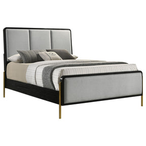 Arini Black and Gray Eastern King Bed with Upholstered Headboard by Coaster at Eve Furniture