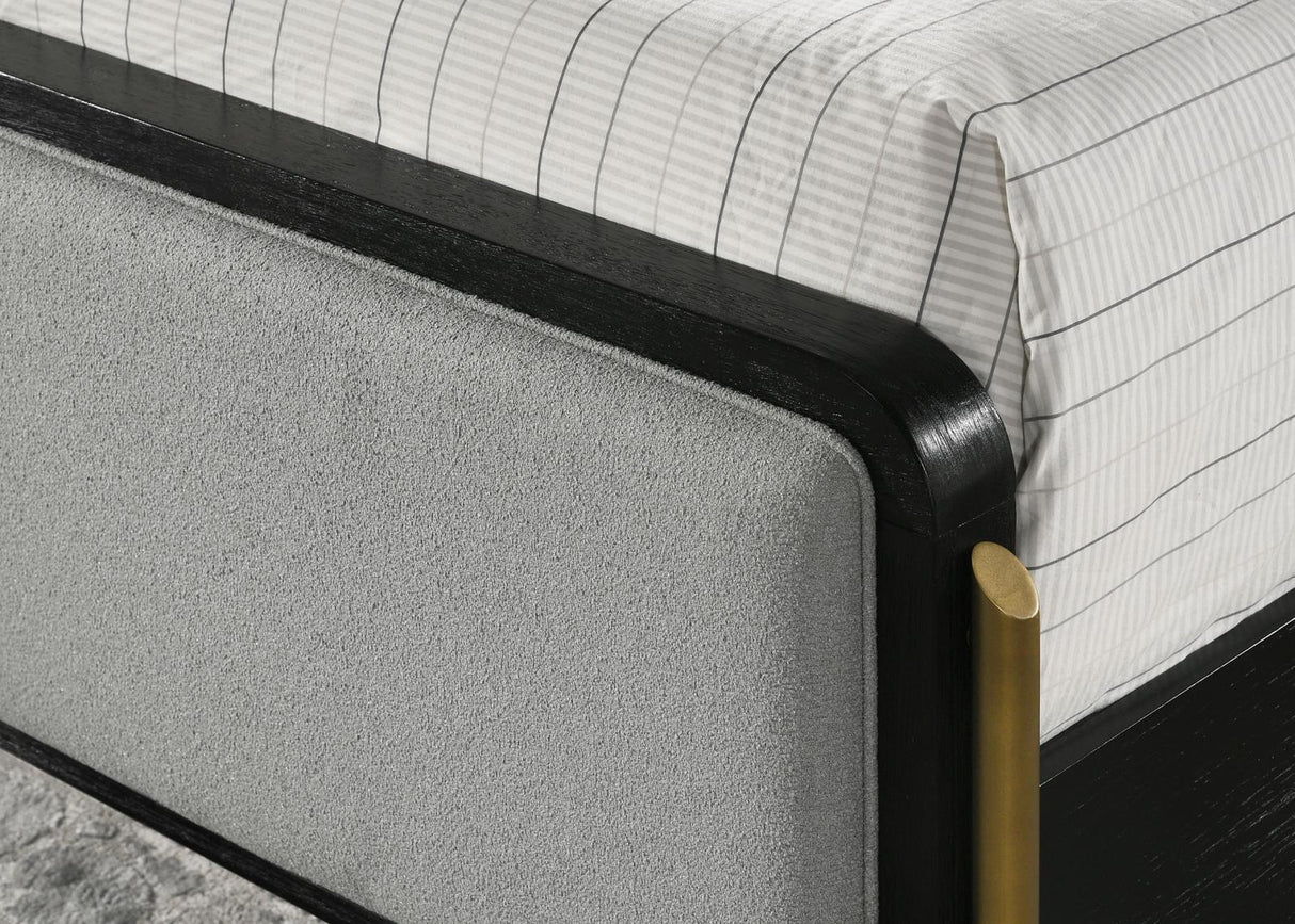 Arini Black and Gray Eastern King Bed with Upholstered Headboard by Coaster at Eve Furniture