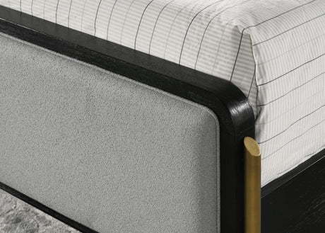 Arini Black and Gray Eastern King Bed with Upholstered Headboard by Coaster at Eve Furniture