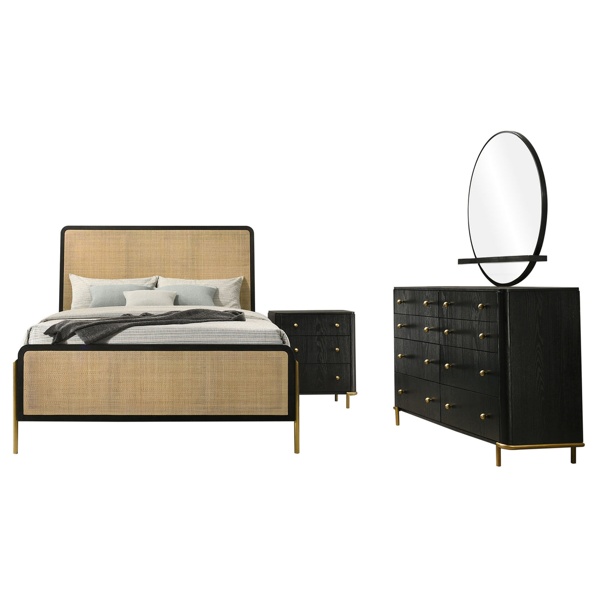 Arini Black and Natural 4-Piece California King Bedroom Set by Coaster at Eve Furniture