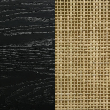 Arini Black and Natural Eastern King Bed with Woven Rattan Headboard by Coaster at Eve Furniture