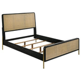 Arini Black and Natural Eastern King Bed with Woven Rattan Headboard by Coaster at Eve Furniture