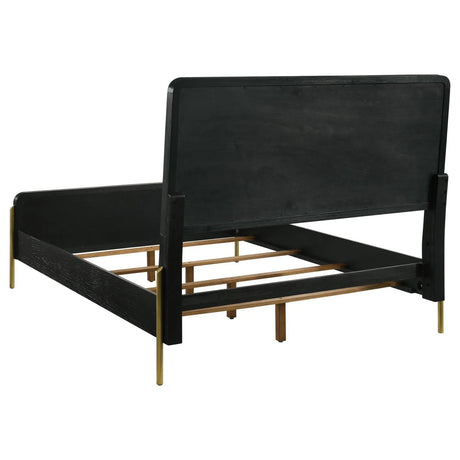 Arini Black and Natural Queen Bed with Woven Rattan Headboard by Coaster at Eve Furniture