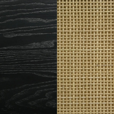 Arini Black and Natural Queen Bed with Woven Rattan Headboard by Coaster at Eve Furniture