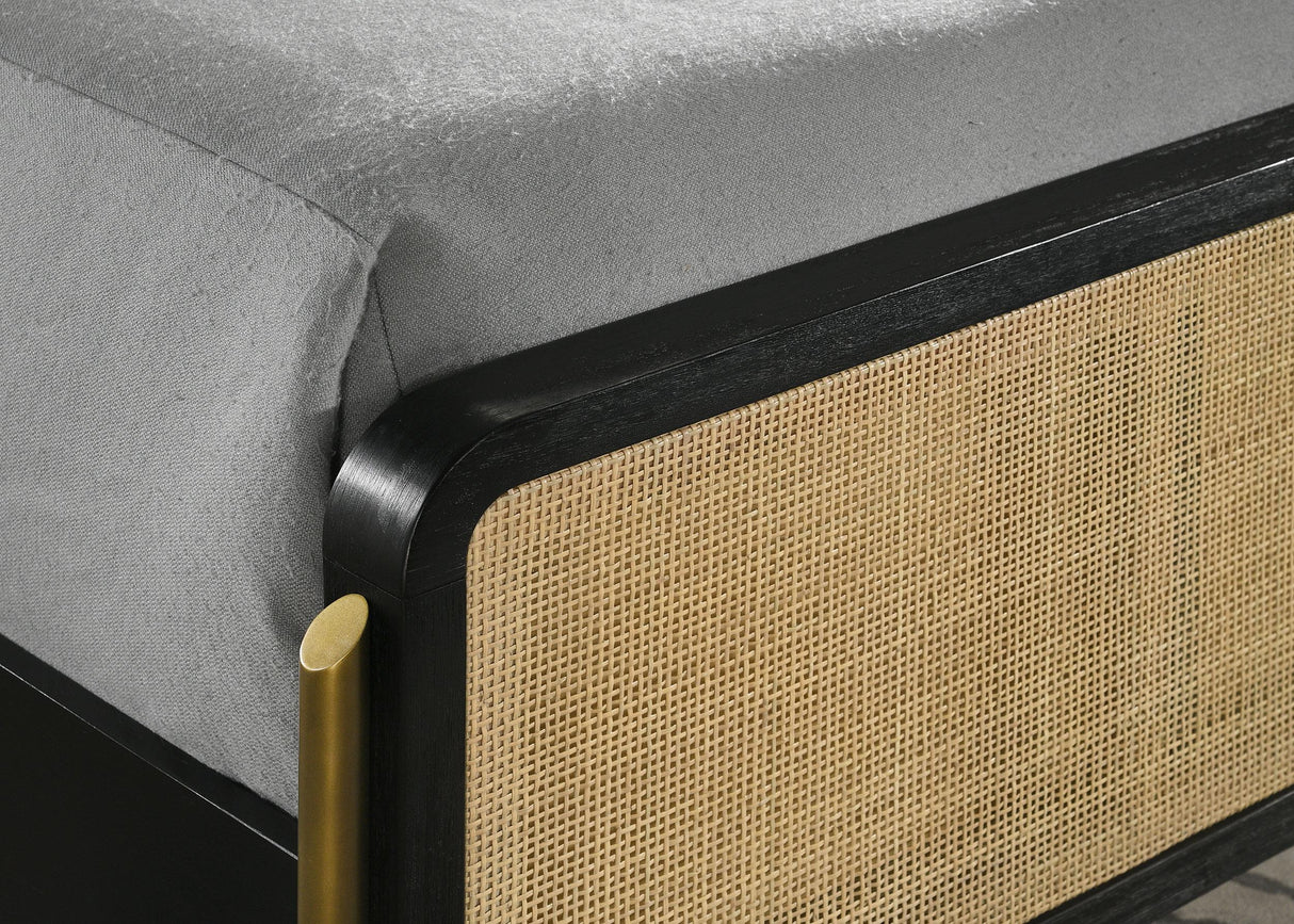 Arini Black and Natural Rattan California King Panel Bed by Coaster at Eve Furniture