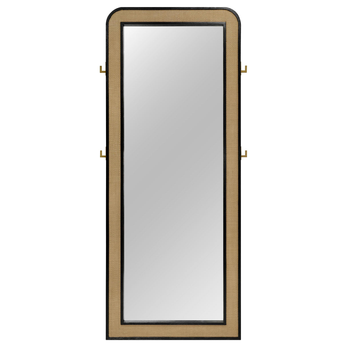 Arini Black Cane Weave Full Length Standing Floor Mirror by Coaster at Eve Furniture