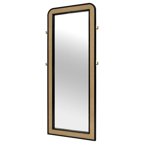 Arini Black Cane Weave Full Length Standing Floor Mirror by Coaster at Eve Furniture