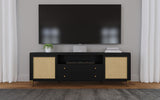 Arini Black Rattan Cane 2-Door TV Stand Media Console by Coaster at Eve Furniture