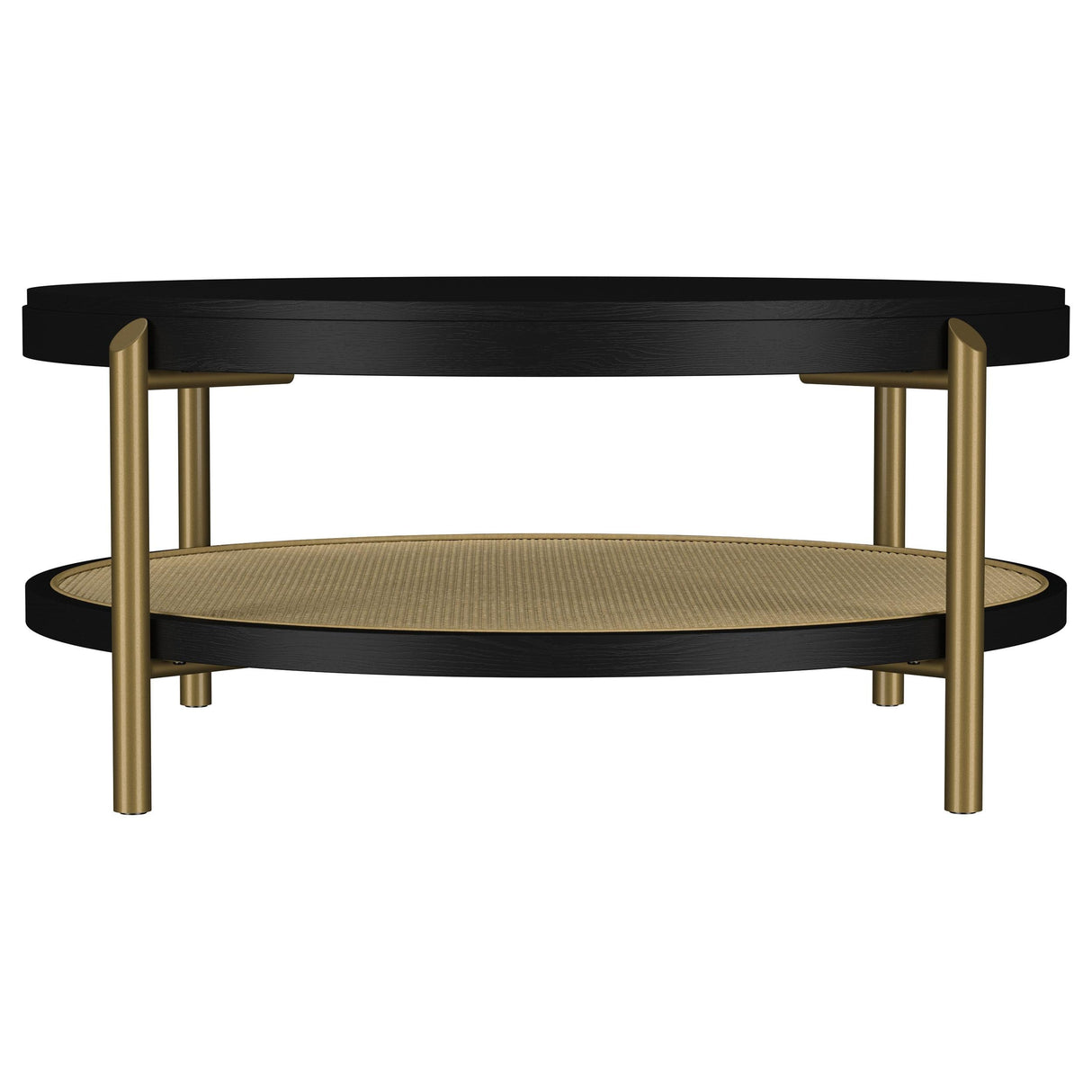 Arini Black Round Coffee Table With Storage Shelf by Coaster at Eve Furniture